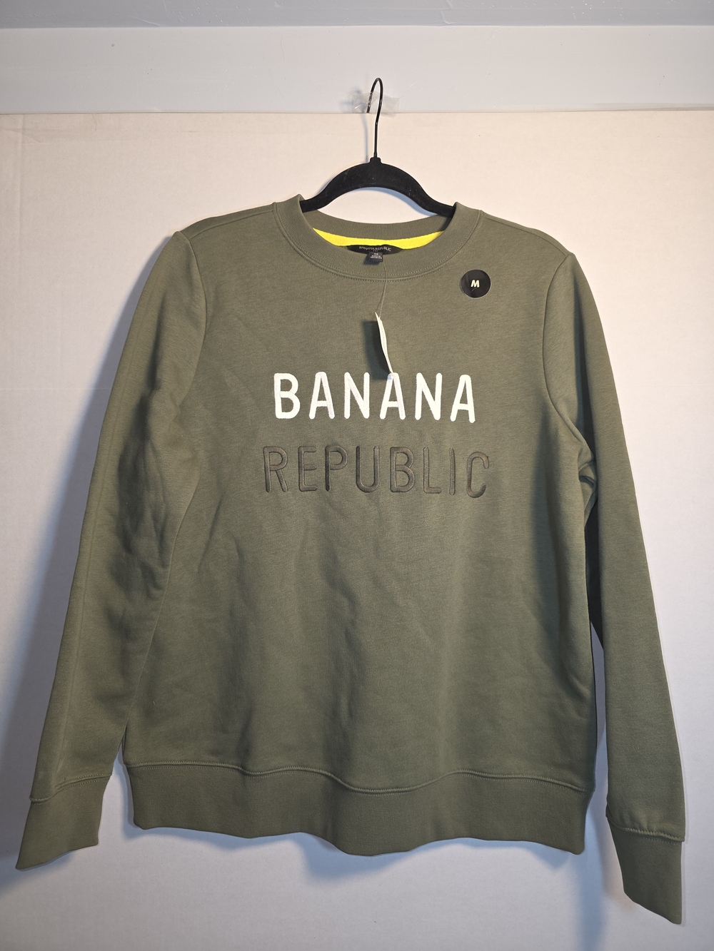 Banana Republic Olive Green Crewneck Sweatshirt with Contrast Lettering